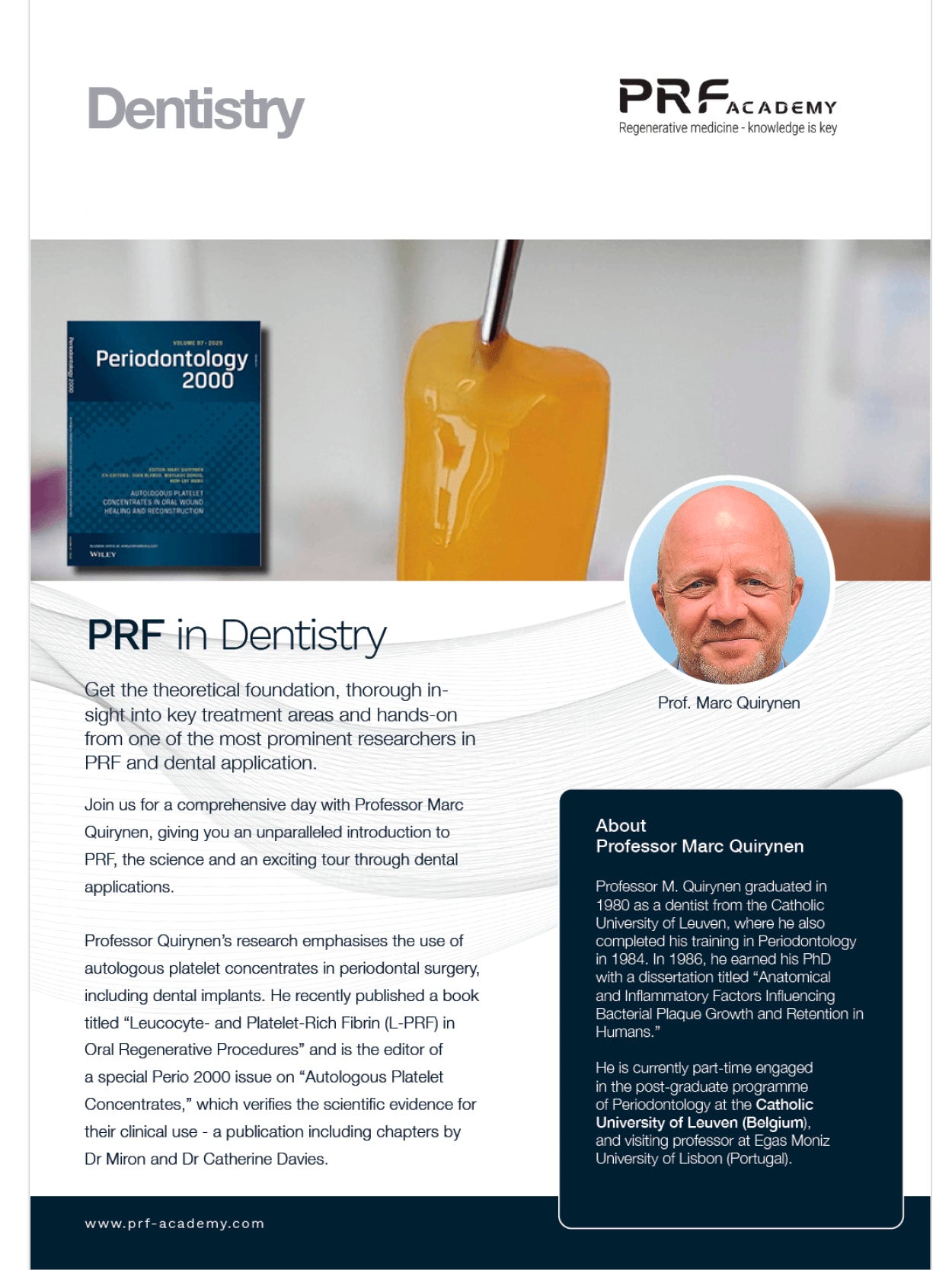 PRF in Dentistry, forelæsning Prof. Marc Quirynen