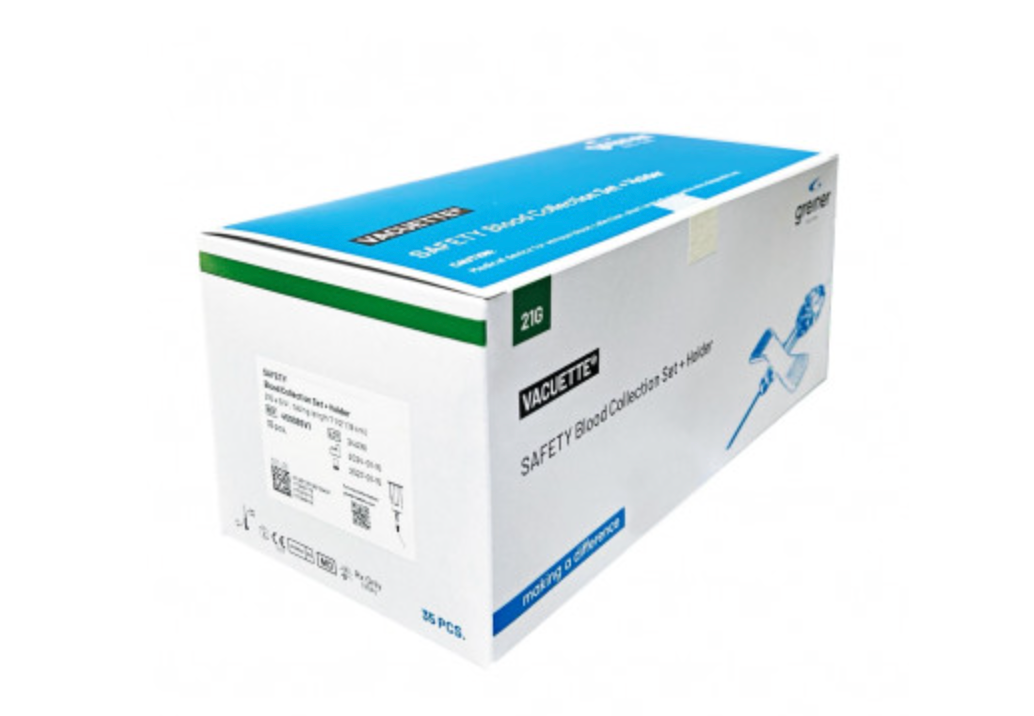 GB Vacuette, Safety Blood Collect Set (sommerfugle), 21Gx19cm+holder, 35 pcs