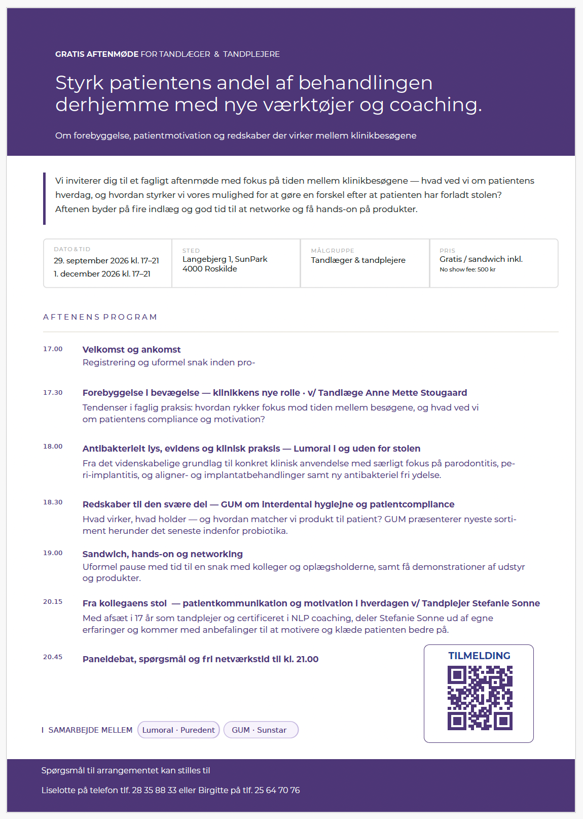 Aftenarrangement for tandlæger og tandplejere